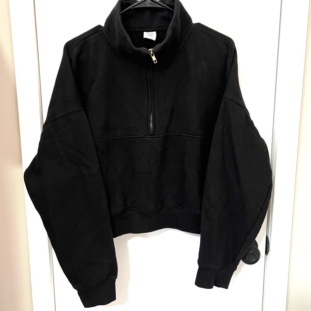 Black Half-Zip Women's Crop Sweater